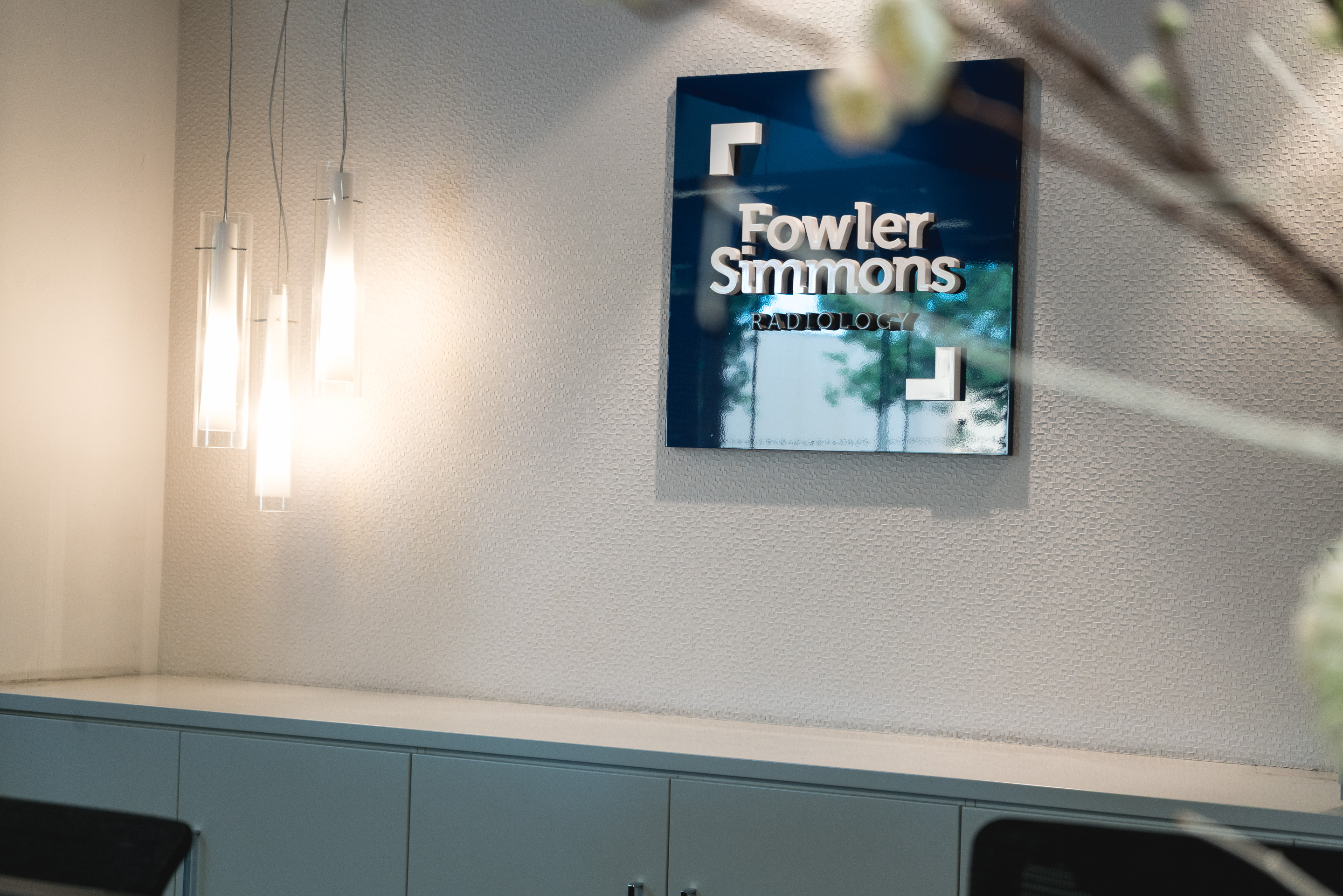 Fowler Simmons Radiology Blue Logo Sign in the Lobby | Radiology Centre | Fowler Simmons Radiology